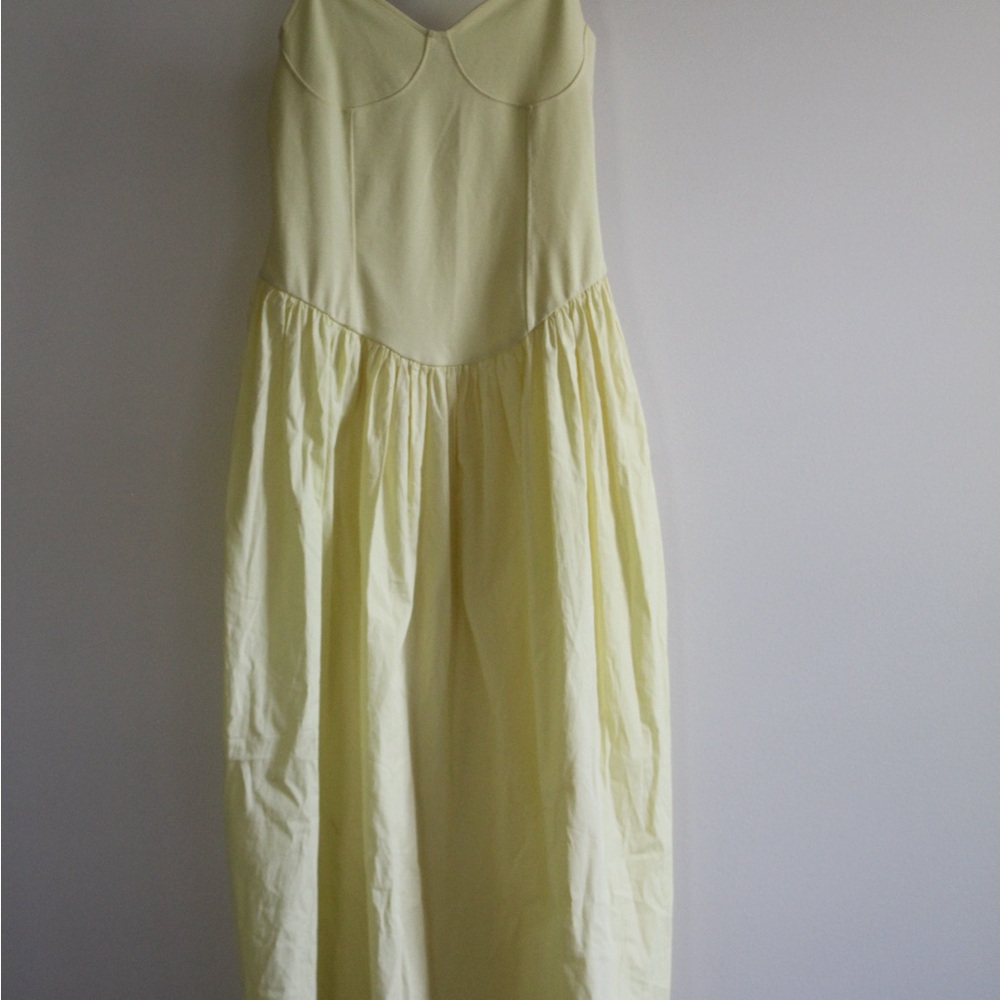 Zara Pale Yellow Strapless Maxi Dress